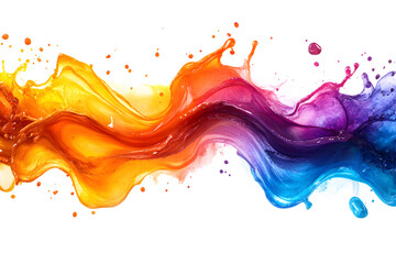 Fototapeta premium Rainbow paint splash isolated on white background, abstract colorful art element