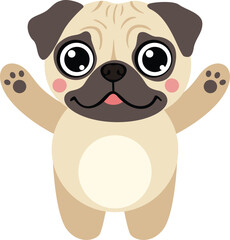 Adorable Happy Pug Puppy Waving Hello