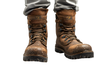 Rubber waders with suspenders isolated on white background