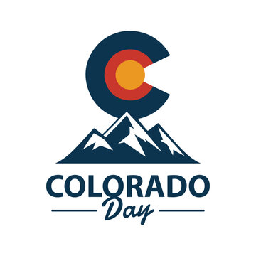 Colorado Day template design august. collection of mountains