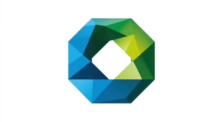 Polygonal Blue and Green Octagon Logo