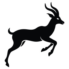 Obraz premium Antelope Silhouette Leaping in Air Illustration on White Background for Design Use