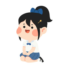 Cartoon Illustration of a Girl Sitting student