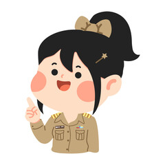 Illustration of a Thai Teacher Pointing