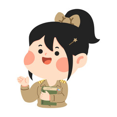 Cartoon Illustration of Thai Teacher With Books