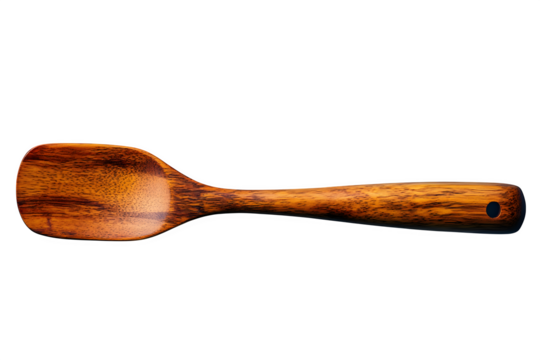Silicone spatula with wooden handle isolated on white background
