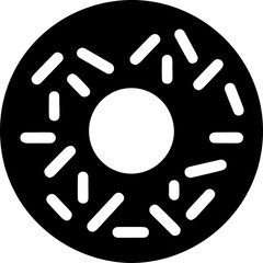 Donut Silhouette Icon with Frosting and Sprinkles