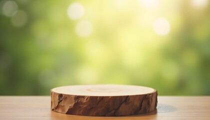 Wooden podium with bright green background