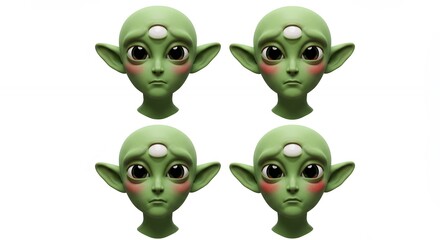 Fototapeta premium Alien faces expressions collection