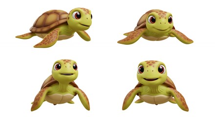 Fototapeta premium Cartoon turtle images collection