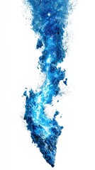 Abstract Blue Splash with Glittering Particles on White Background