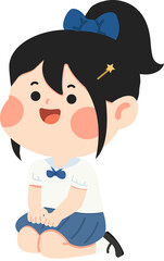Cartoon Illustration of a Girl Sitting student