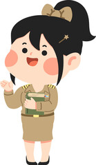 Cartoon Illustration of Thai Teacher in Uniform