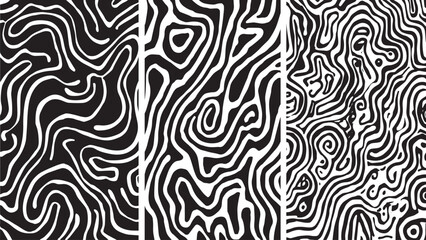 set of Topography relief. Abstract background. Vector illustration. black color's 