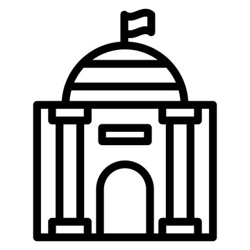 black line art building with flag clip art preview