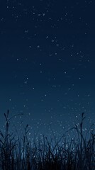 Night Sky Filled with Stars Over Silhouetted Grass and Plants