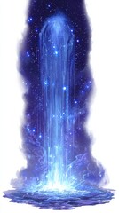 Majestic Cosmic Waterfall with Stars and Ethereal Glow