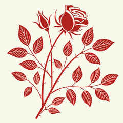 Fototapeta premium a red rose with leaves 
