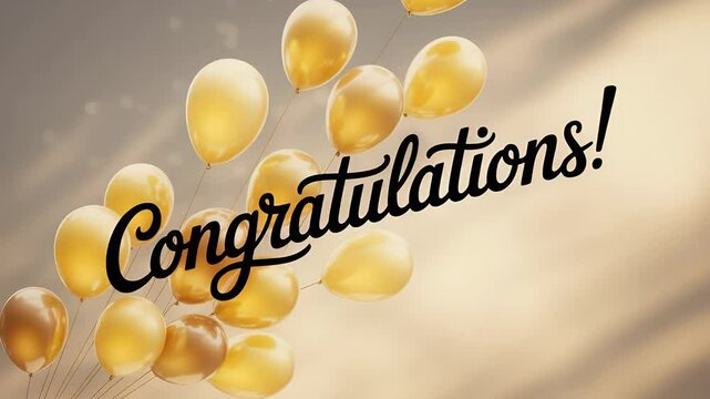 Celebratory Wishes: Balloons float against a cloudy background, a graphic image conveys a sense of achievement or milestone celebration, perfectly embodying the message of "congratulations".