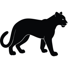 Fototapeta premium Crouching Puma Silhouette Ready to Leap Powerful Animal Vector Graphic