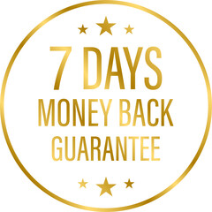 7 days money back guarantee icon for graphic design, logo, website, social media, mobile app, UI illustration