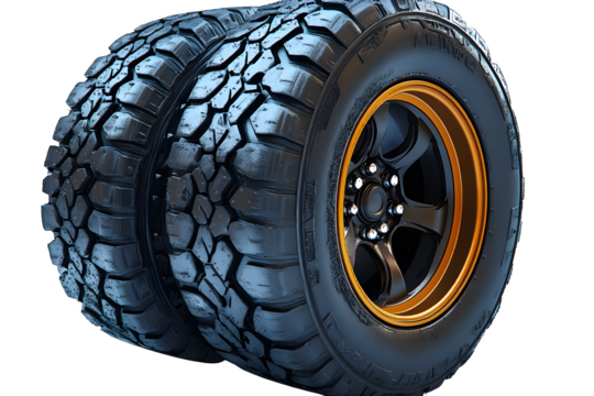 Tire with deep tread pattern isolated on white background