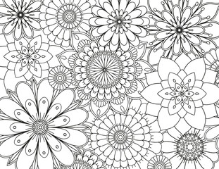 Abstract floral background. Coloring page for adults and children.