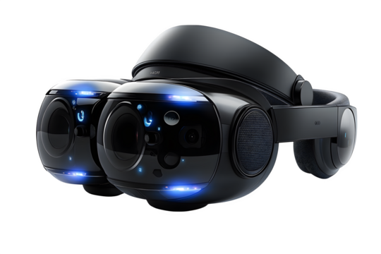 VR headset with controllers isolated on white background