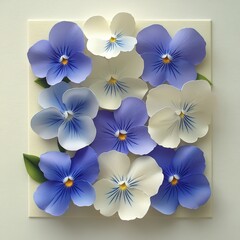Obraz premium Detailed paper flowers in shades of blue and white.
