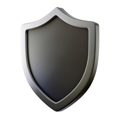 3d realistic metal shield icon isolated on transparent background