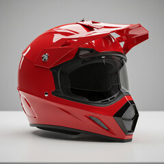Red Motocross Helmet Protective Gear for OffRoad Adventures