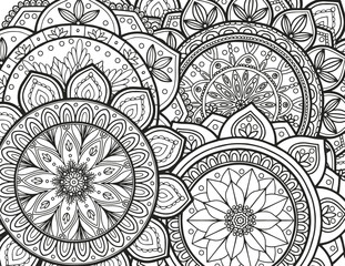 Abstract floral background. Coloring page for adults and children.