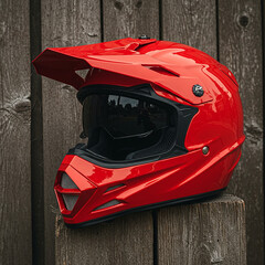 Red Motocross Helmet Protective Gear for OffRoad Riding