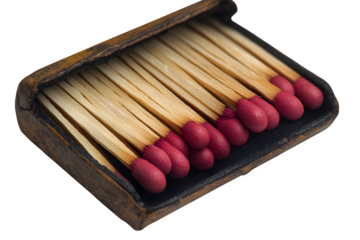 Waterproof matches in storage case isolated on white background