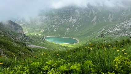 Magical Swiss mountain lake 