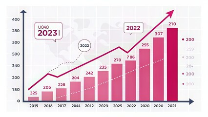 Pink Bar and Line Graph on Transparent Ground Reflecting Growth and Trends
