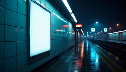 Obraz premium subway station in Moscow, blank poster, billboard, HD and 4K image