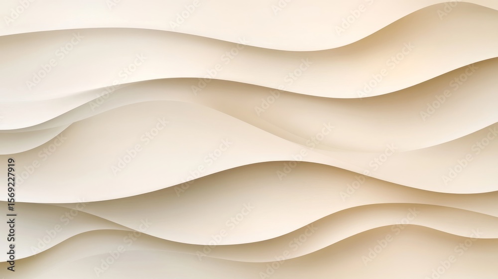 Poster Seamless ivorywhite surface with elegant flowing wavelike curves creating a luxurious modern look