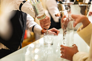 Bartender Prepares Elegant Cocktail at Stylish Event Bar
