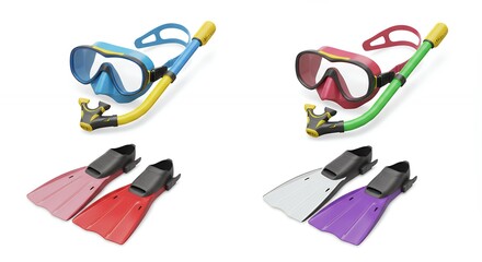 Colorful snorkeling equipment set for kids
