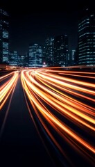 Vibrant Night Cityscape with Blurred Lights and Motion Effects Creating a Lively Urban Atmosphere