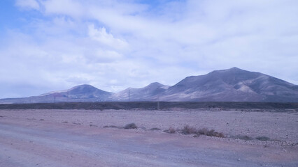 Offroad over desert on Lanzarote Island.
