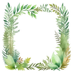 Frame from forest trees and green leaves. Vector isolated decoration element