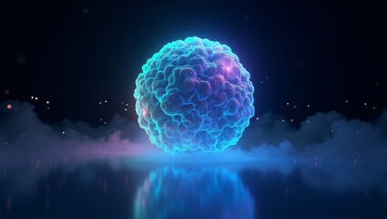 Glowing Neon Sphere Abstract Energy Orb in Dark Space