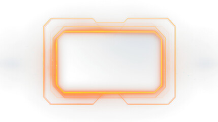 holographic square light frame in orange futuristic digital design isolated on white or transparent png