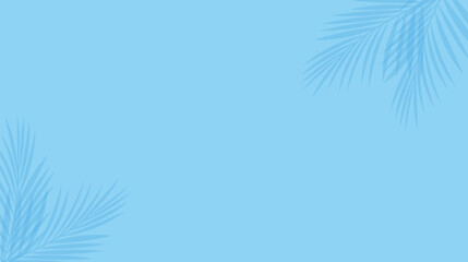 Fototapeta premium Light Blue Tropical Background with Palm Leaf Silhouettes