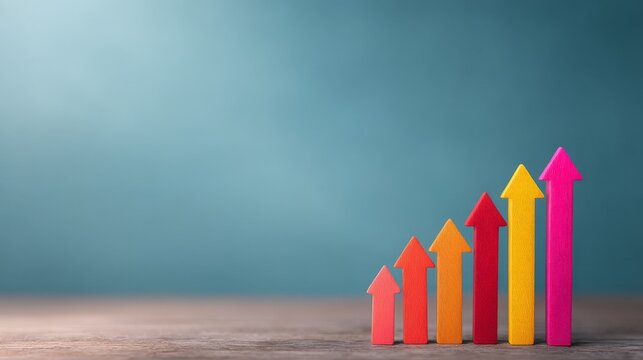 Effective Cash Flow Management for Financial Stability, Colorful arrows depict growth against a blurred background, symbolizing progress and success.