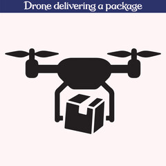 Drone delivering a package high quality silhouette design