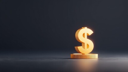 Effective Cash Flow Management for Financial Stability, A glowing dollar sign sits on a dark surface, symbolizing wealth and finance.