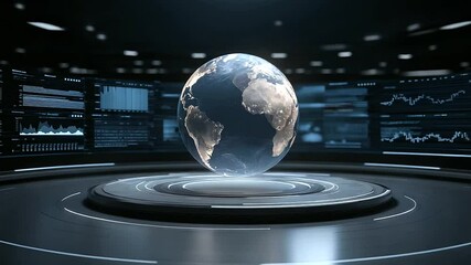Holographic Earth Visualization in AI Lab with Data Analytics